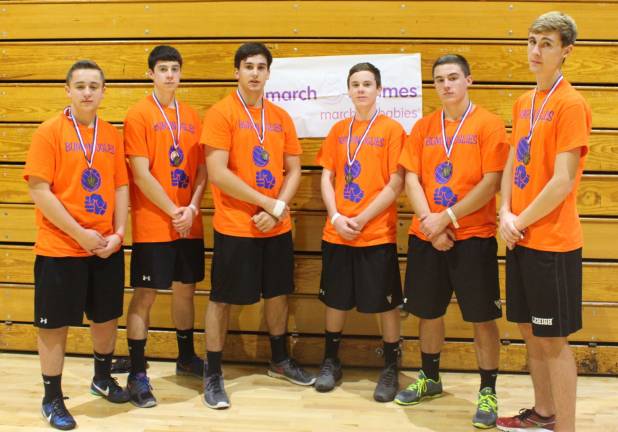 The dodgeball first place team of Kyle Mowles, Jason McWilliams, Travis Hill, Ryan Higgins, Rich Stecher, and Brad Worthing won the medal.