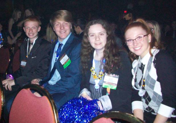Wallkill Valley FBLA members Garett Koch, Tyler Small, Amanda Spindler, and Jessica Dupre prepare to hear the motivational speaker at the 2016 FBLA-PBL National Leadership Conference.