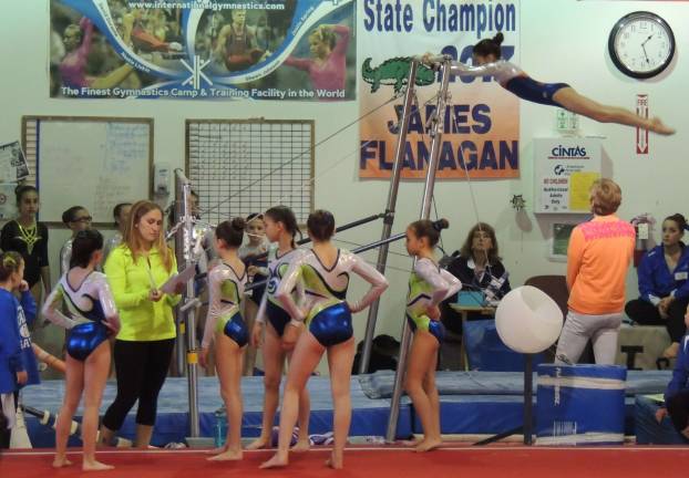 Meagan Ward of Stillwater took first place in the uneven bars.
