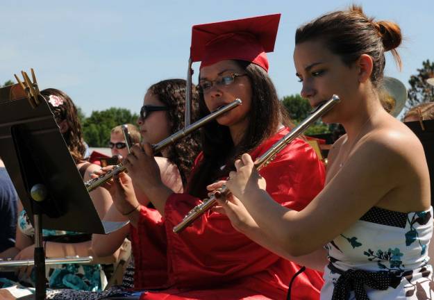 Hi-jinks at High Point graduation Cheyenne Wagner with Stehanie Currid during the graduation ceremonies at High Point Regional High.