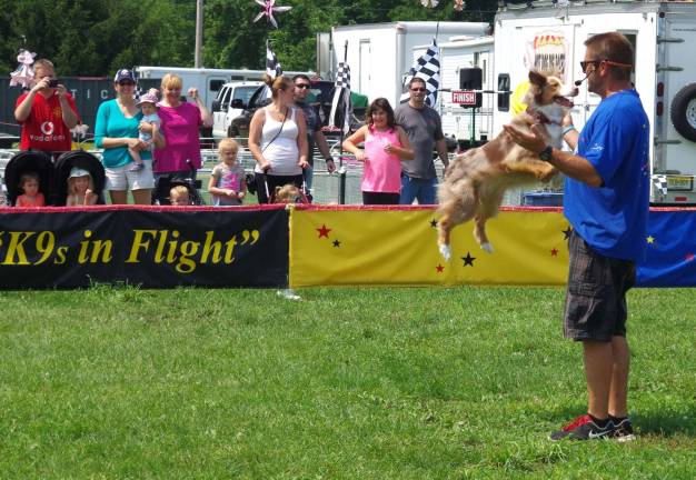 &quot;K9s in Flight&quot; is an ongoing show that&#xfe;&#xc4;&#xf4;s a favorite of all ages of fairgoers. The group also endorses canine pet adoption through which they acquired their performing dogs.