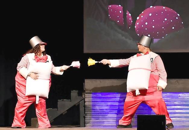 Whacky characters abound in Kittatinny Players’ ‘Alice in Wonderland’ Tweedle Dum and Tweedle Dee (Aiden Bello and Kora Garcia)