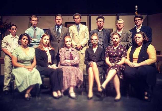 The cast of the Vernon Township High School Drama Club&#x2019;s production of &#x201c;Twelve Angry Men.&#x201d;