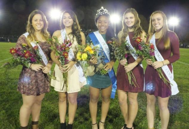 Wallkill Valley Regional High School 2016 Homecoming Queen Legend Hicks and her court from left Gabriella Ciasullo, Estefania LeClair, Rhiannon Cubas and Danielle Seabeck.