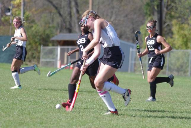 Wallkill Valley's Fiona Blake steers the ball.