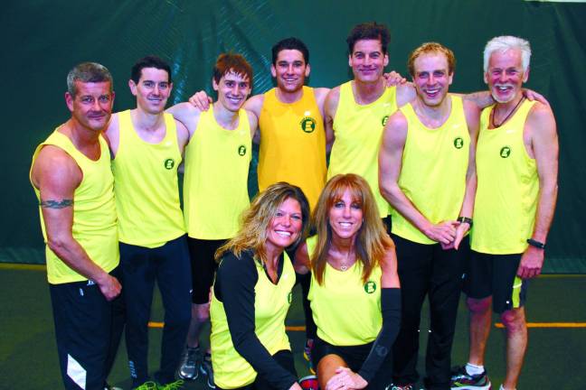 Local runners are Boston bound Photo by Amy Cilli Team Eastern runner: Lauren Huffman of Branchville, Laura DeLea of Sparta, Jeremy Scheid of Sparta, Justin Schiedof Sparta, Brendan McDonough of Sparta, Billy Washerof Ogdensburg, Bill Bosmann of Sparta, George McDonough of Sparta and Paul Meyer.