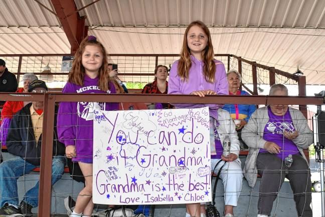 Montague wins gold in Senior Olympics <b>Isabella and Chloe Edwards of Montague cheer on their grandmother. The Montague team won the gold.</b>