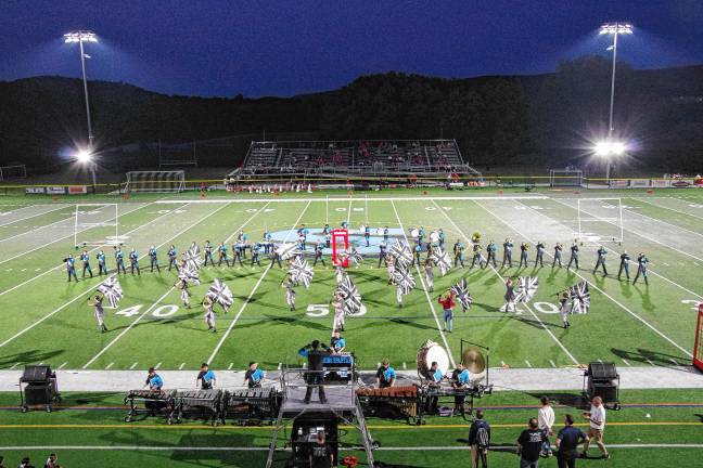 Football roundup: Vernon shuts out Dover <b>The Sparta High School Marching Band and Color Guard perform during halftime.</b>