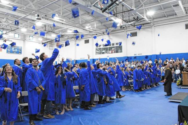 Pope John XXIII Regional High School Class of 2024 Members of the Pope John XXIII Regional High School Class of 2024 toss their caps in the air at graduation June 3. (Photos provided)
