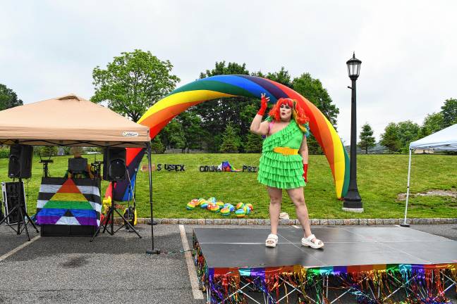 Sussex County Pride celebration grows PR1 A drag performer at the Sussex County Pride celebration Saturday, June 14 in Newton. (Photo by Maria Kovic)
