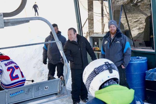 Gottheimer meets with Mountain Creek owner and employees Congressman Josh Gotheimer helps operate the ski lift Saturday, Feb. 22, 2020 at Mountain Creek in Vernon.