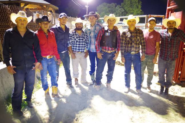 Bucking broncos at the NJ State Fair A group of Latino rodeo cowboys pose for a portrait. Latin America has a rich rodeo history.