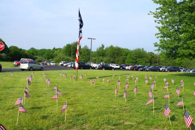 Hundreds of American flags were on display in front of McNeice Auditorium on Thursday to announce the 3rd Annual Veterans Tribute and Fashion Show.