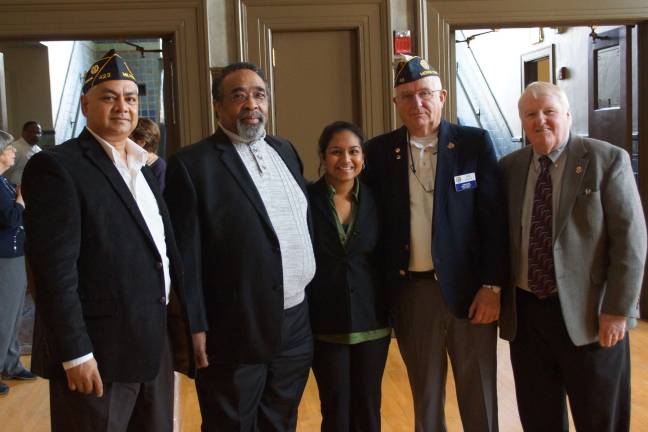 Youth places fourth at oratorical competition Pictured are Commander Mehandra Lakhicharran of American Legion Post 423, First Vice Commander George Dark, Sharissa Lakhicharran, Commander Morris County American Legion Bob Holtz and Adjutant Michael Murphy.