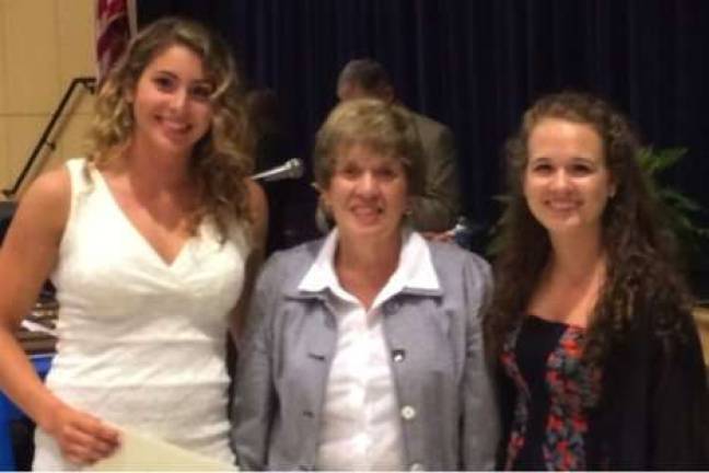 Vernon Woman's Club gives scholarships Jinan Andres, left, and Morgan Perich are shown with Vernon Woman's Club President Judy Filippini, center.