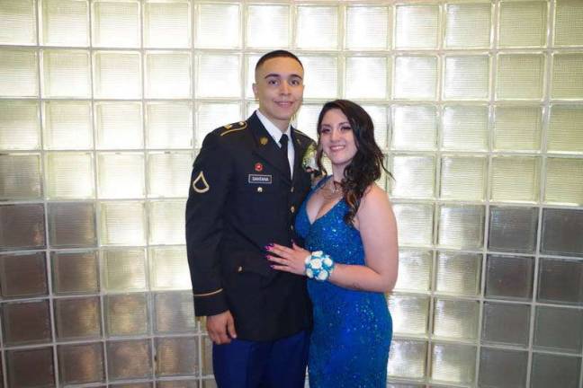 Army Private First Class Brandon Santana and Sussex Tech student Chelsea Arcediano at the prom.