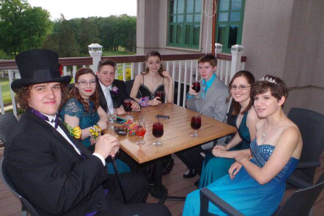 Sussex Tech prom attendees Matthew Kaufman, Micaela Stawniczy, Allison Schneider, Nikki Bush, Coby Hannon, Kristen Millar and Leneah Millar.