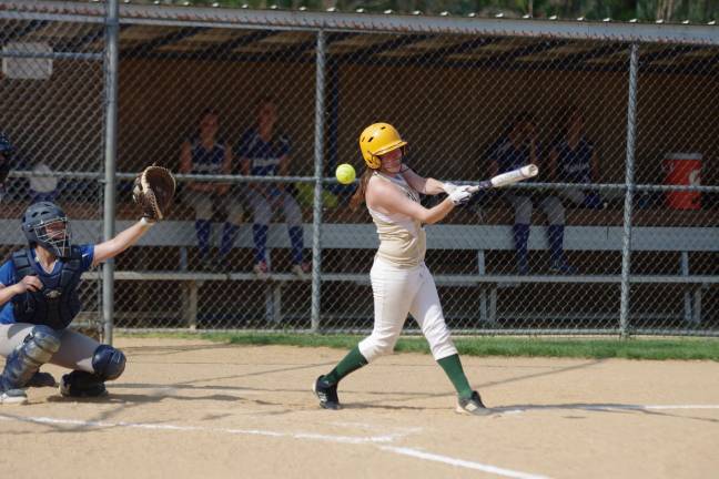 Sussex Tech batter Paige Hennighan swings during an at-bat.
