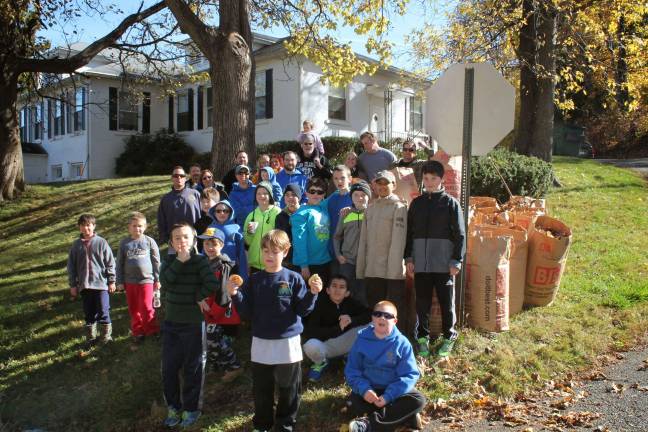 Cub Scouts rake Franklin Samaritan Inn Cub Scouts rake Franklin Samaritan Inn
