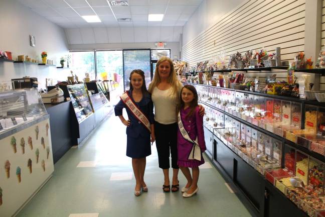 Photos provided From left: Miss New Jersey is Ava Levin, Chocolate Parfait's owner Tracey Williams and Miss New York Alyssa Levin.