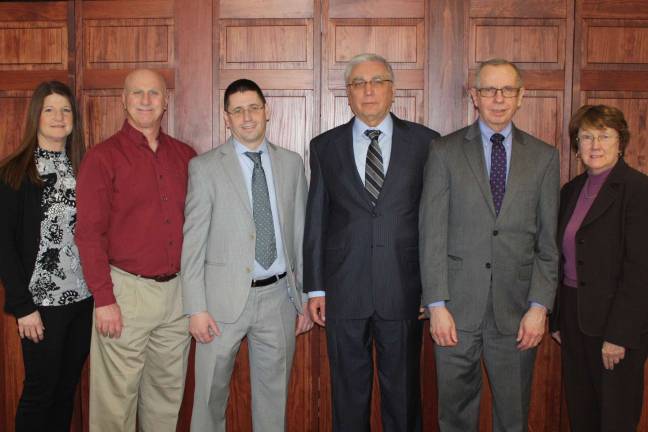 Pictured, left to right, SCCC Criminal Justice Professors Wendy Cooney and William McGovern, John Jay College Director of Academic Planning Dr. David Barnet, SCCC President Dr. Paul Mazur, Vice President of Academics William Waite, Associate Dean of Academic Affairs Alberta Jaeger.