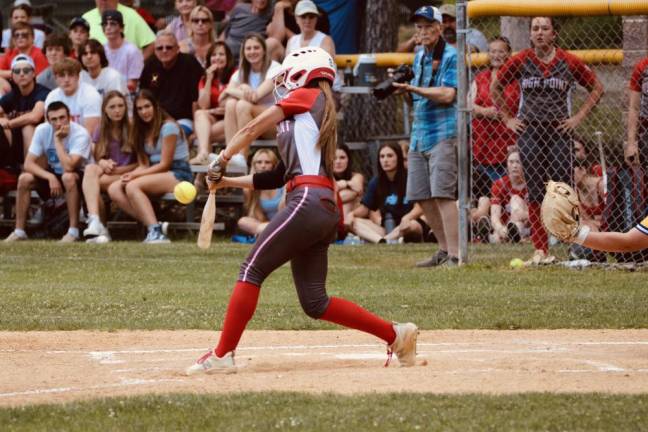 HP3 Junior Emma Leto swings at the ball.