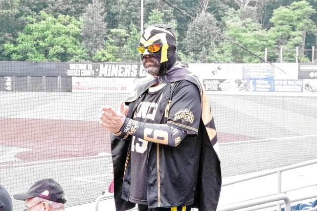 Miners leading division <b>Miner Man made an appearance at the game.</b>
