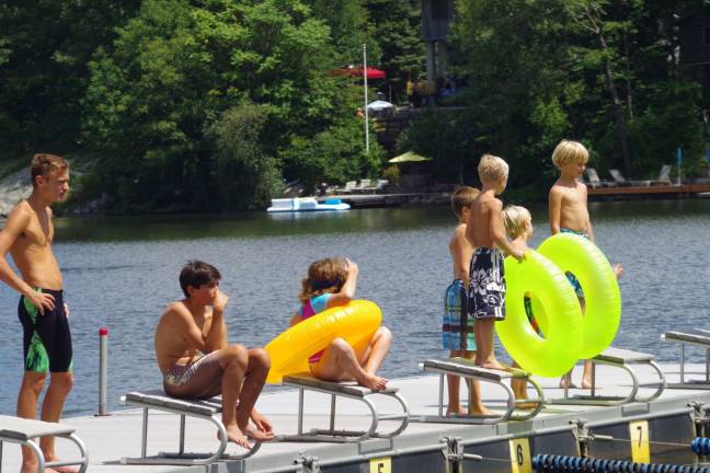 Kids wait for the official start of the water races.