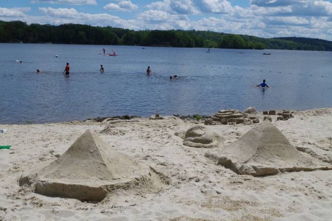 Some creations made during the sand castle building event.