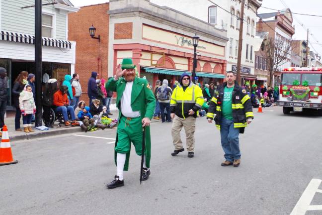 An oversized leprechaun on the march