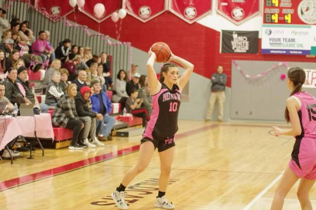 High Point's Grace Elston looks to pass the ball. She scored four points.