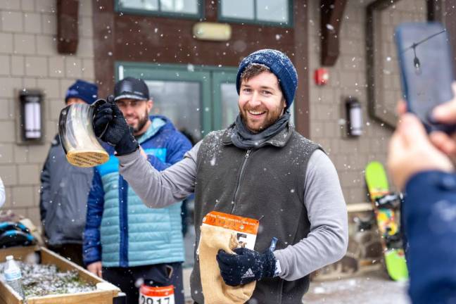 Matthew Moran won the sixth annual Viking Snowshoe Invasion.