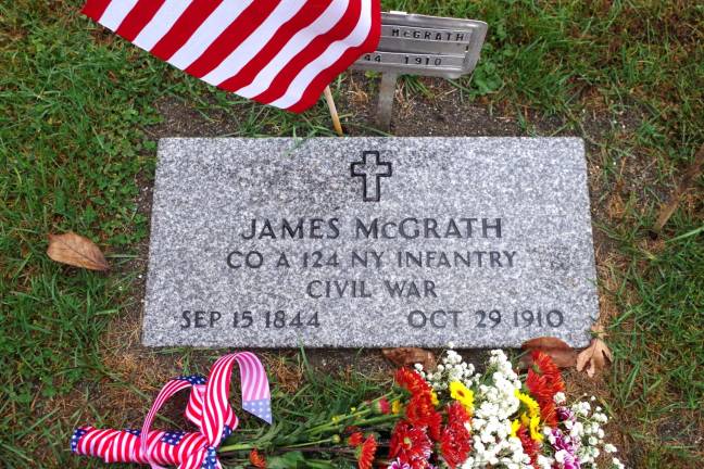 Civil War veteran recognized and honored PHOTOS BY CHRIS WYMAN The new headstone for Civil War veteran James McGrath was dedicated on Saturday morning at HardystonþÄôs North Church Cemetery.