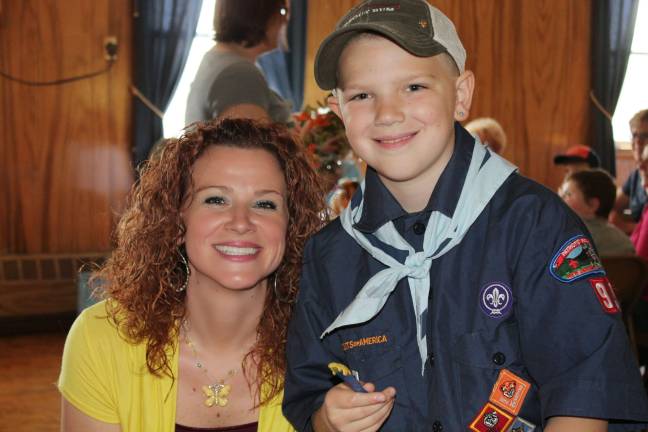 Cub Scouts host Mother's Day Tea Mitchell Banfield and mom
