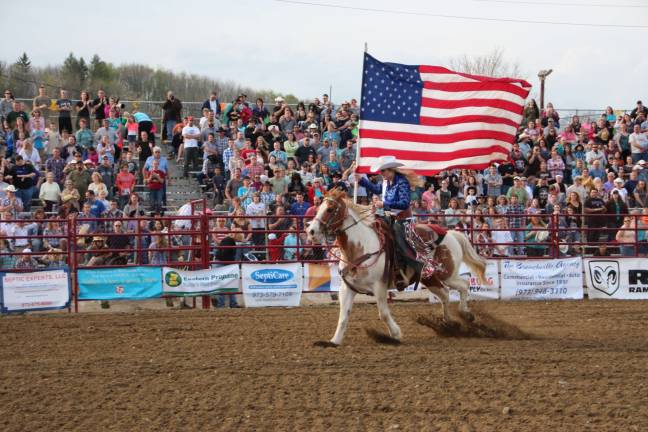 Giddy up Opening ceremonies at the Professional Rodeo.