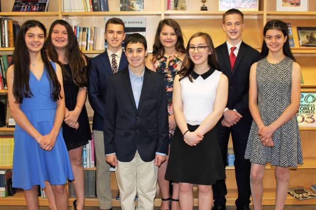 Hilltop congratulates the Class of 2017, from left, Jessica Wilm of Newton; Heather Maxwell of Sparta; Ozzy DeLuca of Hardyston; James LaFratte of Oak Ridge; Annele Sipols of Sparta; Chloe Clancy of Oak Ridge; Samuel Wilshinsky of Milford, Pa.; and Corrine Wilm of Newton.