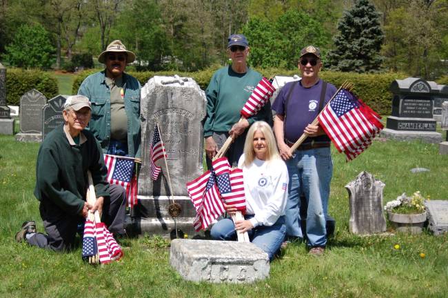 American Legion plans Memorial Day service Service Officer Joe Mikowski, Past Commander Clifford Williams, Larry Parr, Ladies Auxiliary member Jackie Sorce and George Pyryt pause in decorating graves at the Oak Ridge Presbyterian Cemetery. They are shown at the grave site of Pvt Ira C. Cooper who served in Company B, 27th Regiment of the NJ Infantry during the Civil War.