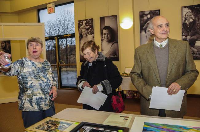 (L-R) Mary Jo Mathias of Byram, Drector of the Sussex Country Arts and Heritage Council, Eileen Fontana and husband Richard formerly from Sparta at the First Annual &quot;Color Your World&quot; Art Auction.