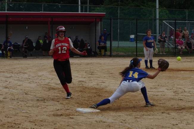 High Point softball wins state title High Point's Autumn Smith hustles as Lyndhurst's Alyssa Pipon stretches for the ball.