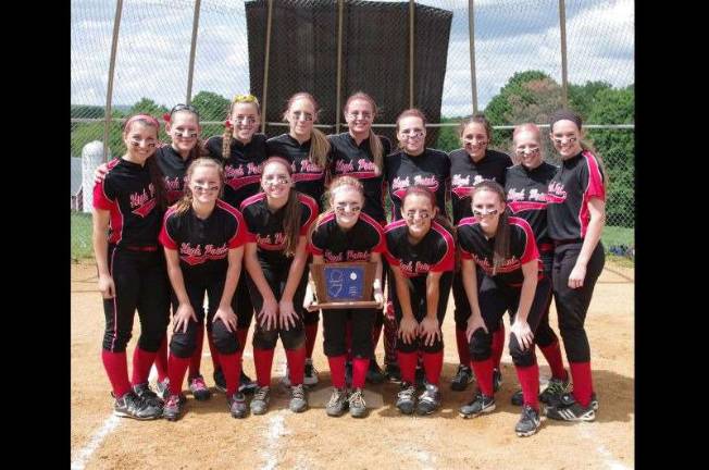 The 2014 High Point Regional High School Wildcats with their championship plaque.