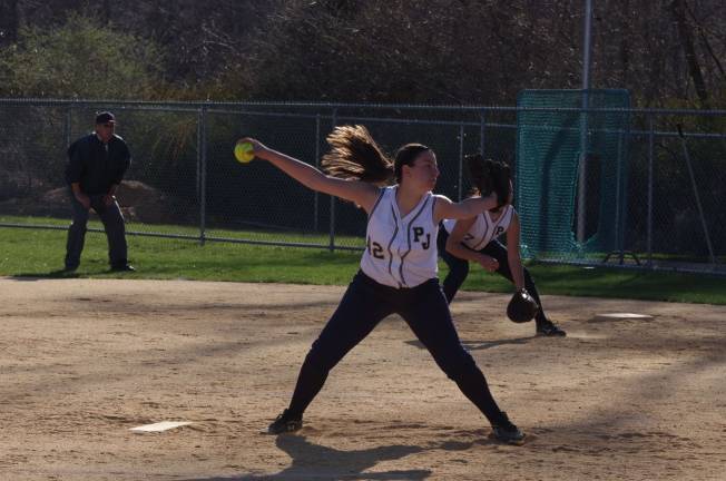 Frei pitches, powers High Point over Pope John XXIII Pope John's Gabby Bubba pitches.