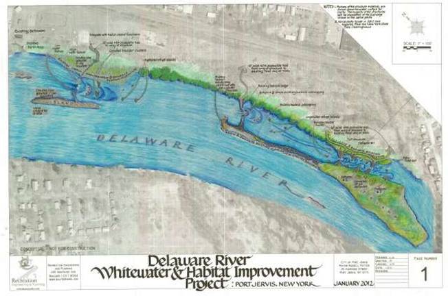 Whitewater park may be coming to the Delaware River Sketch outlining the project.