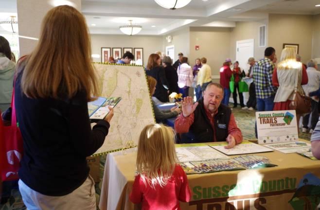 Sandyston resident Rocky Gott was at the expo representing the Sussex County Trails Partnership and told visitors about the extensive network of trails available to hikers and provided large detailed maps.