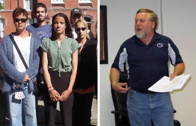 Animal shelter employee details alleged assaults, harassment by director Left: Selina McGinnis (in the green shirt) is pictured at the Pike County Courthouse on June 23 (Photo by Frances Ruth Harris) Right: Barry Heim (File photo by Jerry Goldberg)
