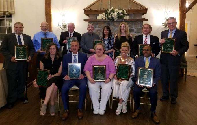 Back Row: Dennis Paladini, Walter Gasiorek, Dave Campbell, Mike DePue, Daryl Olsen, Robyn Matthews, Louis Ruggiero and Brian Stapleton. Front Row: Ashley (Magura) Sagal, Ed Paiva, Kathy (Yegehiaian) Dieterle, Mary (Kinder) Mancuso, and Mark Williams