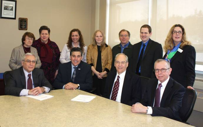 Photo provided Pictured from left: (front) SCCC President Dr Paul Mazur, FDU Provost and SR. VP of Academic Affairs Dr. Chris Capuano, FDU Dean Dr Geoffrey Weinman, SCCC VP of Academic Affairs William Waite. (back)SCCC Asst. Dean of Academic Affairs Alberta Jaeger, SCCC Asst. Professor Sherry Fitzgerald, SCCC VP of Advancement and Planning Karen DiMaria, FDU Director of Graphic Design/Animation Robin Barkley, FDU Chair of Visual and Performing Arts Howard Libov, SCCC Transfer Counselor Scott Scardena, SCCC Dean Mary Ellen Donner.