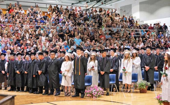 A crowded Wallkill Valley Regional High School celebrates the Class of 2017 Commencement.