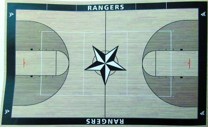 Photos by Lori Comstock A mock-up of what the Wallkill Valley Regional High School's new gymnasium floor is expected to look like.