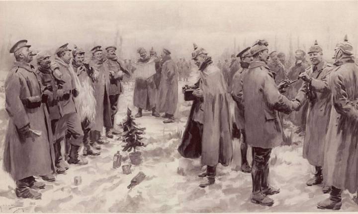 Peace is the greatest Christmas gift My grandfather's 1926 poem about the 'hate-torn world' after World War I continues to resonate today An artist's impression from The Illustrated London News of Jan. 9, 1915: "British and German Soldiers Arm-in-Arm Exchanging Headgear: A Christmas Truce between Opposing Trenches" By A. C. Michael , The Guardian. Originally published in The Illustrated London News, Jan. 9, 1915 (Wikipedia, Creative Commons)