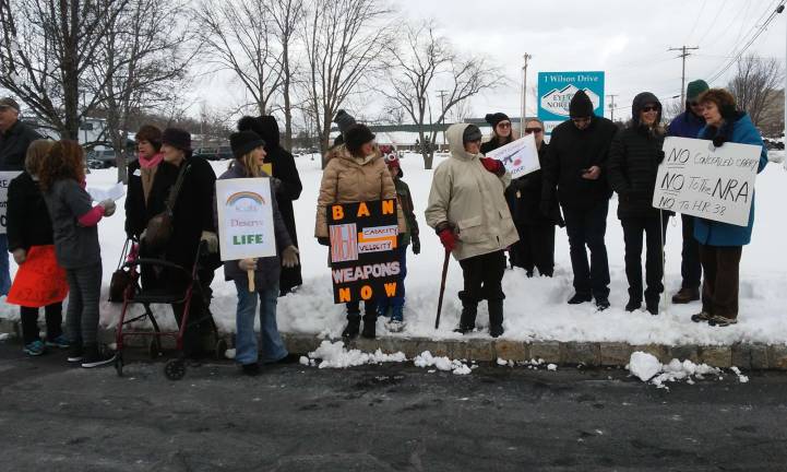 Residents protest gun violence in schools Sue Hannon, far right, president of the county chapter of the Brady Campaign, asked the group: “When are we going to say, ‘This is enough?’”